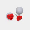 Fashnzfab Heart Stud Double Sided Earrings In Red