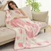 Fashnzfab Hearts Xoxo Reversible Throw Blanket In Pink