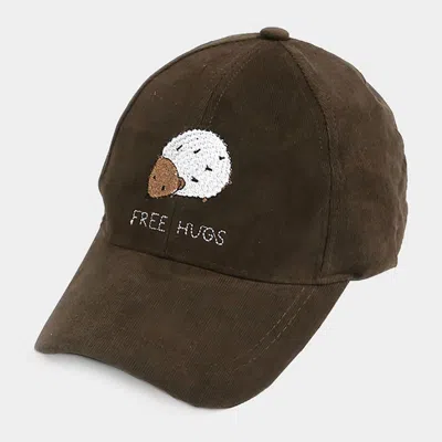 Fashnzfab Hedgehog Free Hugs Embroidery Baseball Cap In Green