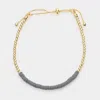 Fashnzfab Heishe Beaded Metal Ball Beaded Adjustable Cinch Pull Tie Bracelet Gray In Gray