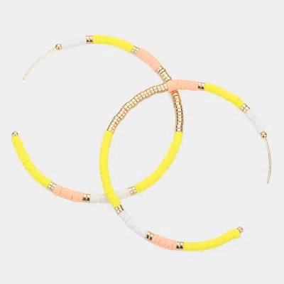 Fashnzfab Heishi Beaded Hoop Earrings In Yellow