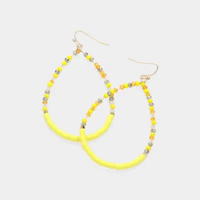 Fashnzfab Heishi Faceted Beaded Open Teardrop Dangle Earrings - Gold, Yellow In Multi
