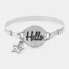 Fashnzfab Hello Message Star Charm Hook Bracelet Silver Burnished In Multi
