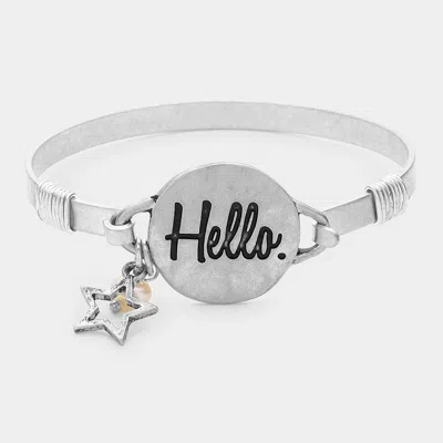 Fashnzfab Hello Message Star Charm Hook Bracelet Silver Burnished In Multi