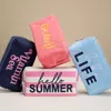 Fashnzfab Hello Summer Message Embroidered Cosmetic Pouch Bag / Organizer In Multi
