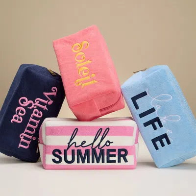 Fashnzfab Hello Summer Message Embroidered Cosmetic Pouch Bag / Organizer In Multi