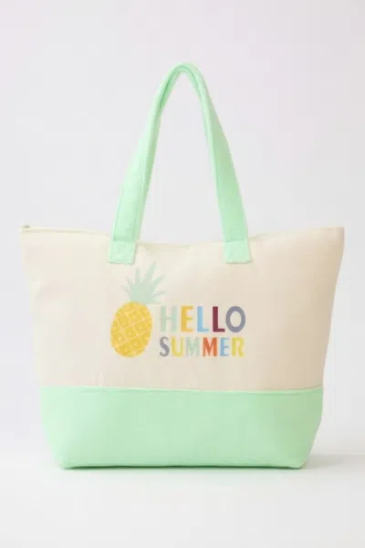 Fashnzfab Hello Summer Terry Tote In Green