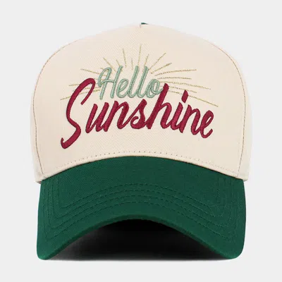 Fashnzfab Hello Sunshine Message Embroidered Corduroy Baseball Cap In Green
