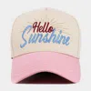 Fashnzfab Hello Sunshine Message Embroidered Corduroy Baseball Cap In Pink