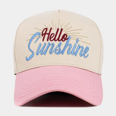 Fashnzfab Hello Sunshine Message Embroidered Corduroy Baseball Cap In Pink
