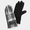 Fashnzfab Herringbon Woven Button Gloves In Black