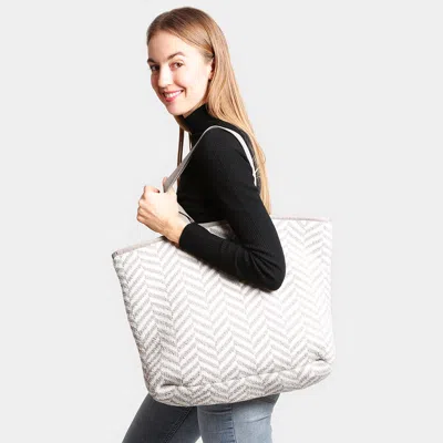 Fashnzfab Herringbone Tote Bag In Gray