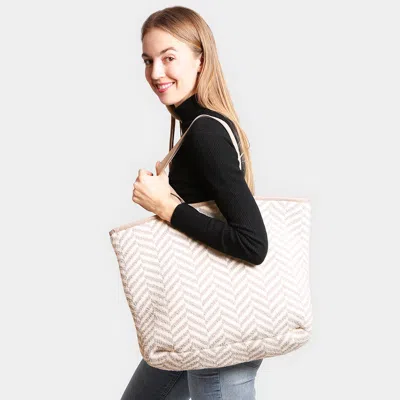 Fashnzfab Herringbone Tote Bag In Sand