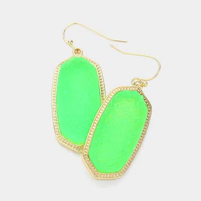Fashnzfab Hexagon Druzy Dangle Earrings - Green, Neon