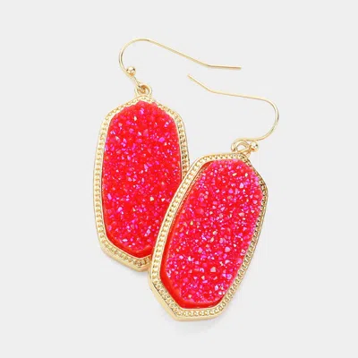 Fashnzfab Hexagon Druzy Dangle Earrings In Multi