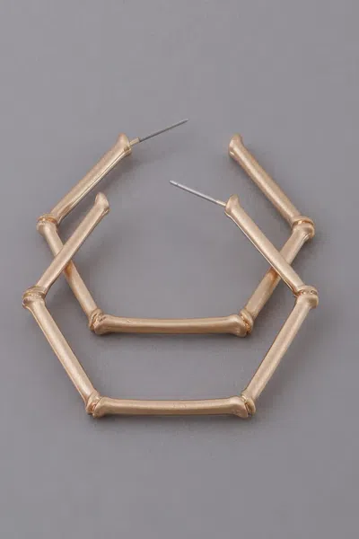 Fashnzfab Hexagon Hoop Earrings In Gold