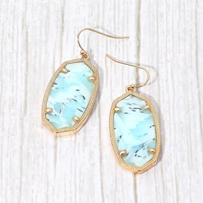 Fashnzfab Hexagon Resin Frame Dangle Earrings In Gold