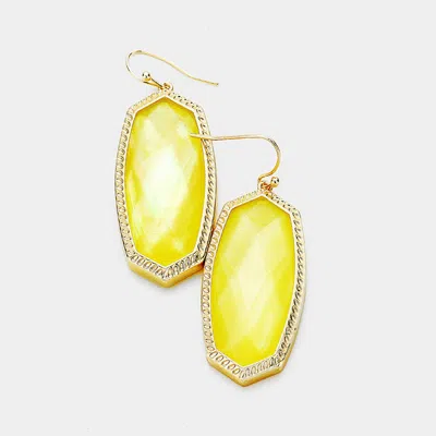Fashnzfab Hexagon Stone Dangle Earrings - Gold, Yellow