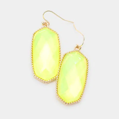 Fashnzfab Hexagon Stone Dangle Earrings - Neon, Yellow In Gold
