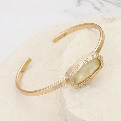 Fashnzfab Hexagon Stone Metal Cuff Bracelet Gold, Yellow In Multi