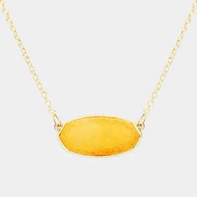 Fashnzfab Hexagon Stone Pendant Necklace In Gold