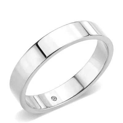 Fashnzfab High Polished( No Plated) Stainless Steel Ring With Top Grade Crystal In Clear In Silver
