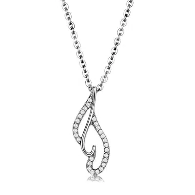 Fashnzfab High Polished (no Plating) Stainless Steel Chain Pendant With Aaa Grade Cz In Clear In Multi
