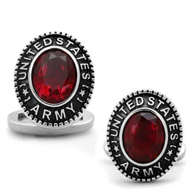 Fashnzfab High Polished (no Plating) Stainless Steel Cufflink With Synthetic Synthetic Glass In Siam In Brown