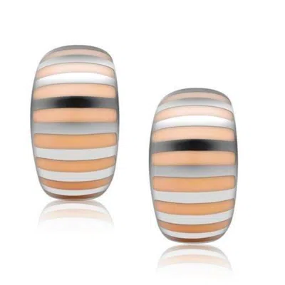 Fashnzfab High Polished (no Plating) Stainless Steel Earrings With Epoxy In No Stone In Gold