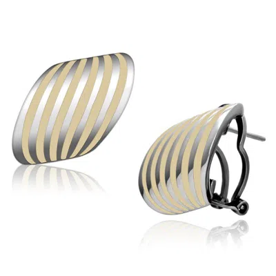Fashnzfab High Polished (no Plating) Stainless Steel Earrings With Epoxy In Orange In Multi