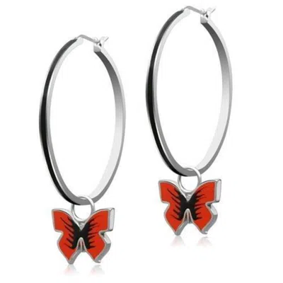 Fashnzfab High Polished (no Plating) Stainless Steel Earrings With No Stone In Metallic