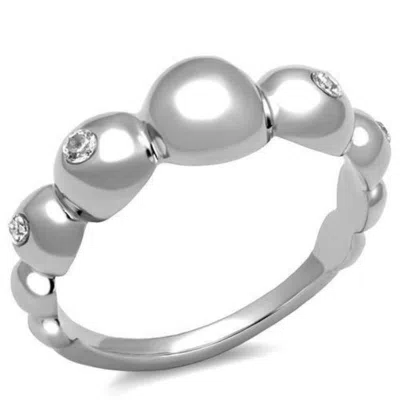 Fashnzfab High Polished (no Plating) Stainless Steel Ring With Aaa Grade Cz In Clear In Multi