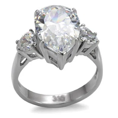 Fashnzfab High Polished (no Plating) Stainless Steel Ring With Aaa Grade Cz In Clear In Pink