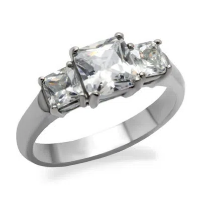 Fashnzfab High Polished (no Plating) Stainless Steel Ring With Aaa Grade Cz In Clear In Purple