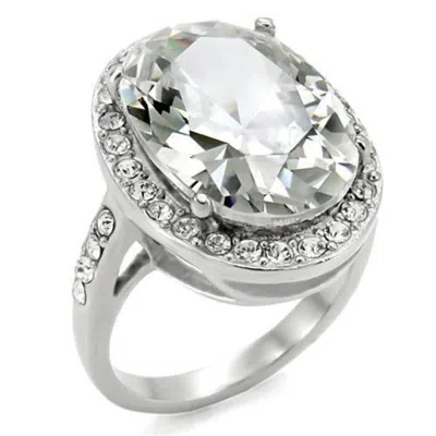 Fashnzfab High Polished (no Plating) Stainless Steel Ring With Aaa Grade Cz In Clear In Purple