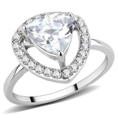 Fashnzfab High Polished (no Plating) Stainless Steel Ring With Aaa Grade Cz In Clear In Multi