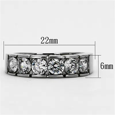 Fashnzfab High Polished (no Plating) Stainless Steel Ring With Aaa Grade Cz In Clear In Orange