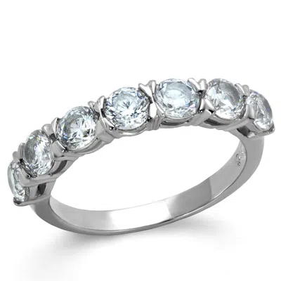 Fashnzfab High Polished (no Plating) Stainless Steel Ring With Aaa Grade Cz In Clear In Orange