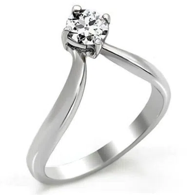 Fashnzfab High Polished (no Plating) Stainless Steel Ring With Aaa Grade Cz In Clear In Pattern