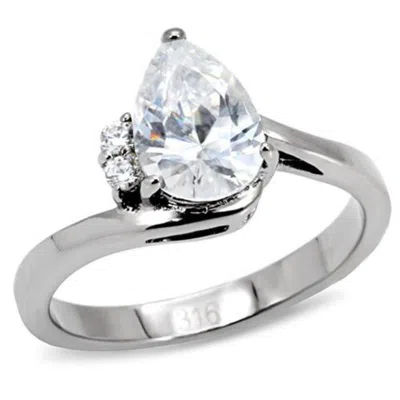 Fashnzfab High Polished (no Plating) Stainless Steel Ring With Aaa Grade Cz In Clear In Purple