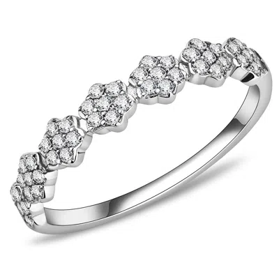 Fashnzfab High Polished (no Plating) Stainless Steel Ring With Aaa Grade Cz In Clear In White