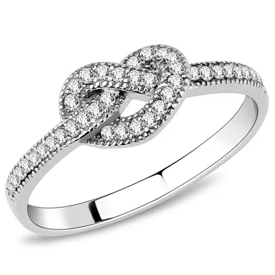 Fashnzfab High Polished (no Plating) Stainless Steel Ring With Aaa Grade Cz In Clear In White