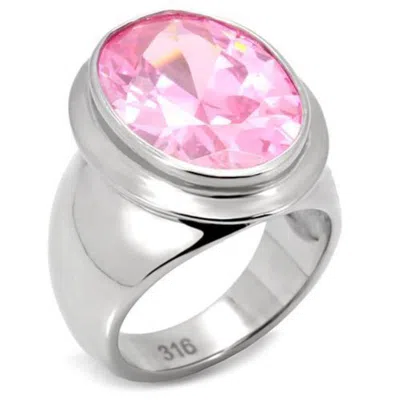 Fashnzfab High Polished (no Plating) Stainless Steel Ring With Aaa Grade Cz In Rose In Purple