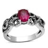 Fashnzfab High Polished (no Plating) Stainless Steel Ring With Aaa Grade Cz In Ruby In Pattern