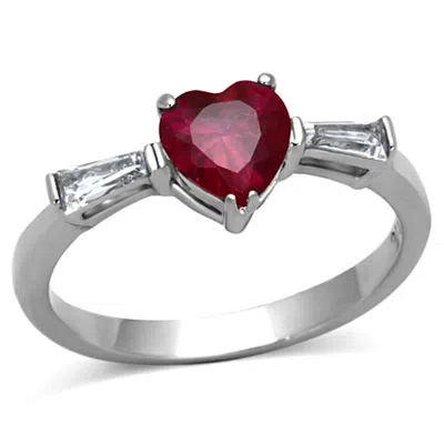 Fashnzfab High Polished (no Plating) Stainless Steel Ring With Aaa Grade Cz In Ruby In Purple