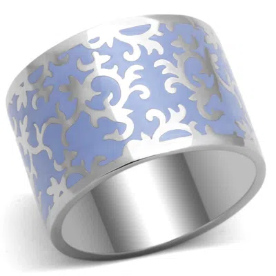 Fashnzfab High Polished (no Plating) Stainless Steel Ring With Epoxy In Amethyst In Multi