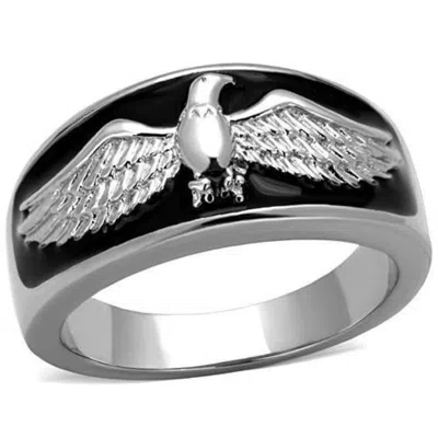 Fashnzfab High Polished (no Plating) Stainless Steel Ring With Epoxy In Jet In Black
