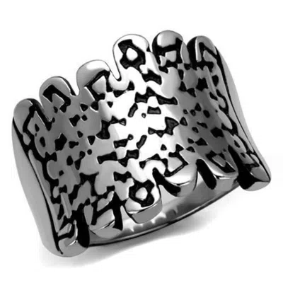 Fashnzfab High Polished (no Plating) Stainless Steel Ring With Epoxy In Jet In Black