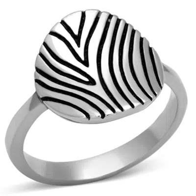 Fashnzfab High Polished (no Plating) Stainless Steel Ring With Epoxy In Jet In Gray