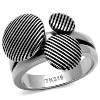 Fashnzfab High Polished (no Plating) Stainless Steel Ring With Epoxy In Jet In Multi